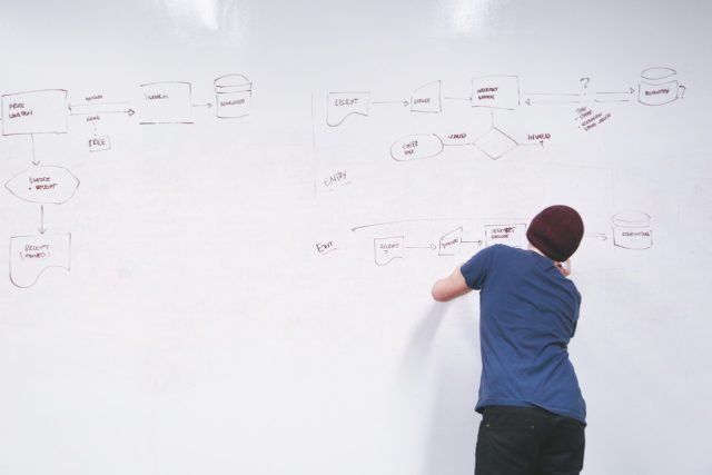 person-in-blue-shirt-wearing-brown-beanie-writing-on-white-7368